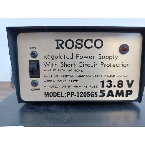 549 - Two items, one Rotel RVC-240 40 channel FM CB radio and one Rosco PP-1205GS regulated power supply