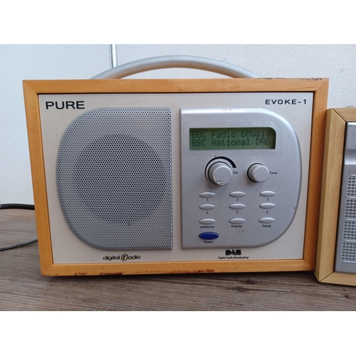 562 - Three radios, one Pure Evoke-1 DAB, one Logik L55DAB10 DAB/FM and one Roberts Classic 972 three band