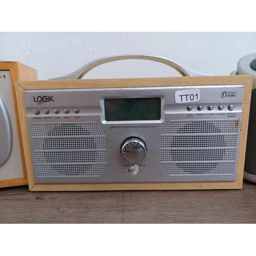 562 - Three radios, one Pure Evoke-1 DAB, one Logik L55DAB10 DAB/FM and one Roberts Classic 972 three band