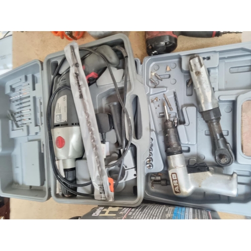 717 - Five items to include cased Performance Power 240V hammer drill, boxed Clarke Hippo 2 portable subme... 