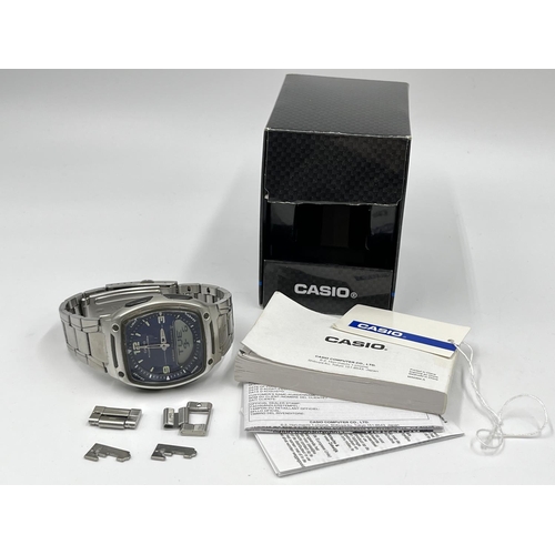 1184 - Six various wristwatches to include boxed Citizen WR100 chronograph quartz, Casio AW-81-2AVES digita... 