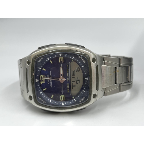 1184 - Six various wristwatches to include boxed Citizen WR100 chronograph quartz, Casio AW-81-2AVES digita... 