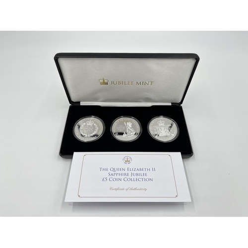 1234 - A boxed Jubilee Mint Queen Elizabeth II Sapphire Jubilee £5 coin collection with certificate of auth... 