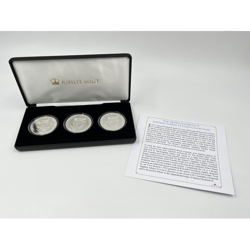 1234 - A boxed Jubilee Mint Queen Elizabeth II Sapphire Jubilee £5 coin collection with certificate of auth... 