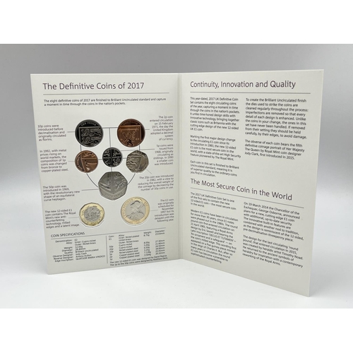 1236 - Two coin sets, one the Royal Mint 2017 United Kingdom Definitive and one 2021 the 95th Birthday of H... 