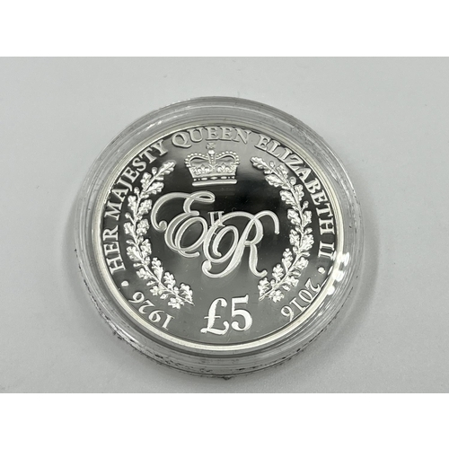 1235 - A boxed Queen Elizabeth II 90th Birthday 925 silver £5 proof coin, limited edition no. 440/2500 with... 