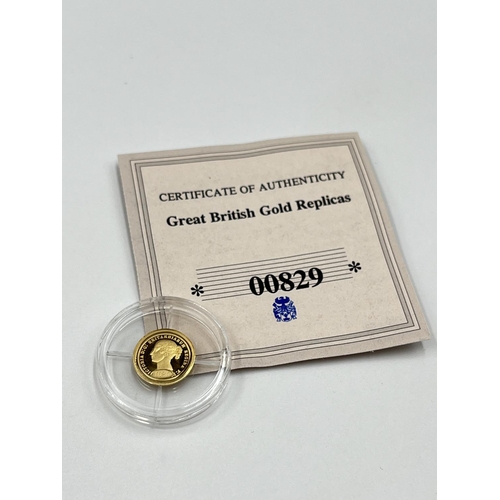 1239 - A 2011 Great British 14ct gold coin from the Great British Gold Replicas Collection