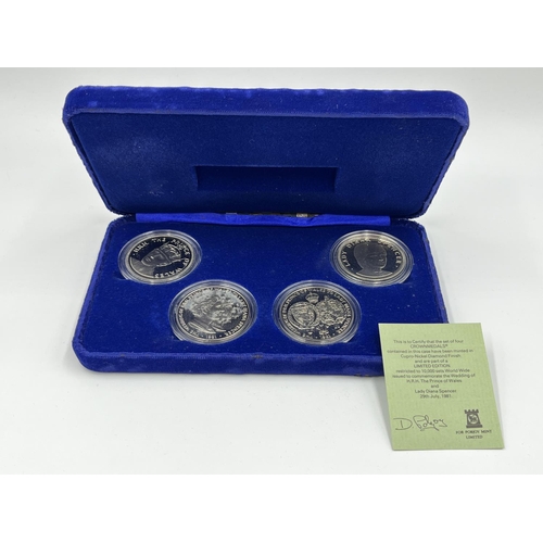 1244 - Two boxed Pobjoy Mint limited edition cupro-nickel diamond finish crown coin sets, one commemorating... 