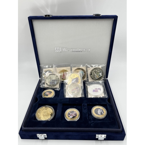 1251 - Twelve various British commemorative coins with two Westminster cases