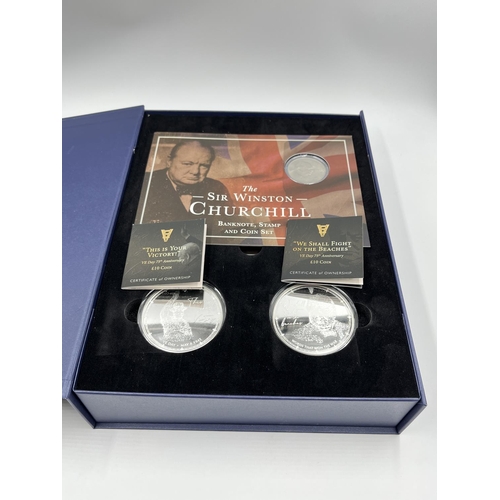 1253 - A boxed The Sir Winston Churchill banknote, stamp and coin set