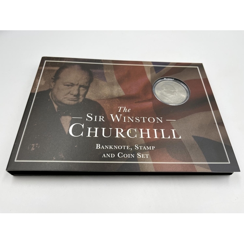 1253 - A boxed The Sir Winston Churchill banknote, stamp and coin set