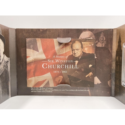 1253 - A boxed The Sir Winston Churchill banknote, stamp and coin set