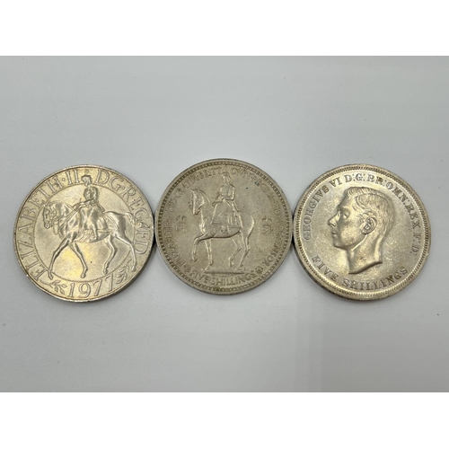 1254 - A large collection of British commemorative coins to include 25 pence, five shillings and five pound... 