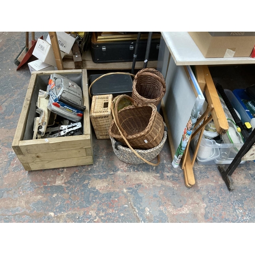 777 - A large collection of house clearance items to include pine rectangular garden planter - approx. 28c... 