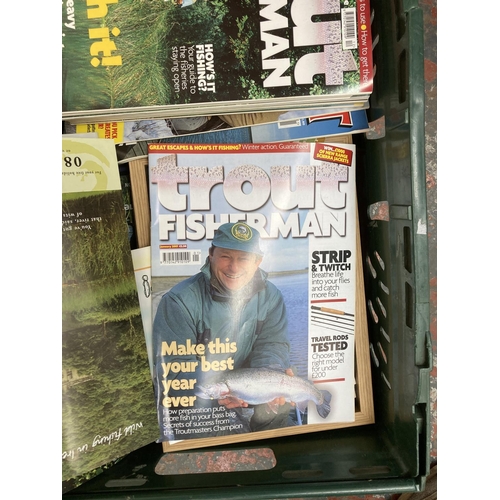 778 - A box containing a large collection of fishing magazines to include Trout Fisherman, The Marshall Ca... 