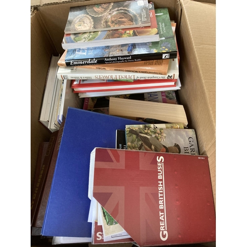 787 - Three boxes containing a large quantity of books and magazines to include Trout Fisherman, Reader's ... 