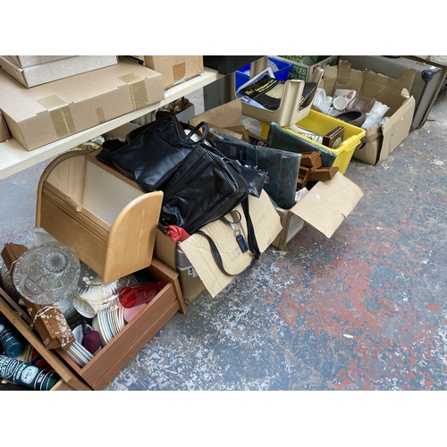 790 - Five boxes and one suitcase containing assorted house clearance items to include Reco Garden's of Be... 