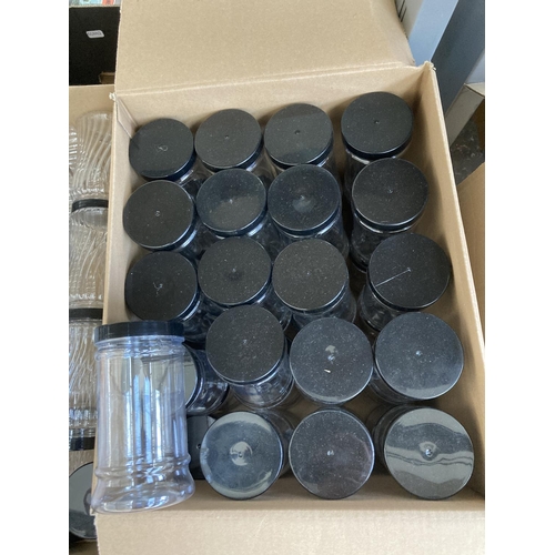 816 - Thirteen boxes containing a large quantity of plastic storage jars