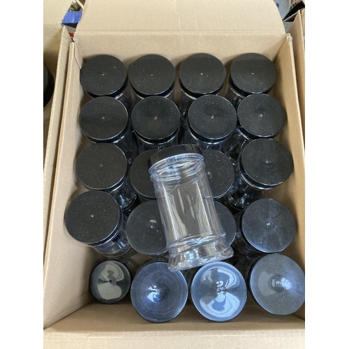 816 - Thirteen boxes containing a large quantity of plastic storage jars