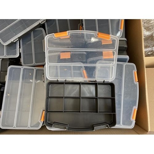 817 - A box containing a large quantity of plastic tool compartment boxes