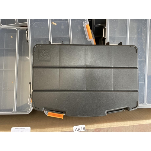 817 - A box containing a large quantity of plastic tool compartment boxes