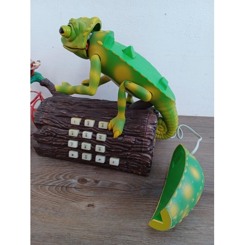 585 - Two novelty landline phones, one chameleon and one car shaped Betacar