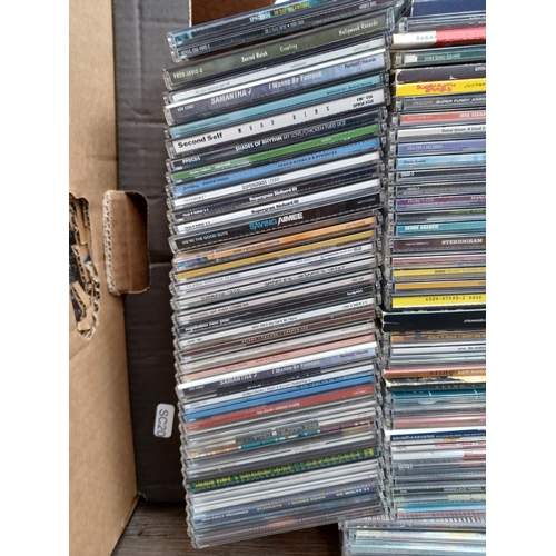 611 - Two boxes containing a large collection of CD singles to include Levellers, Longpigs, Sting, Supergr... 