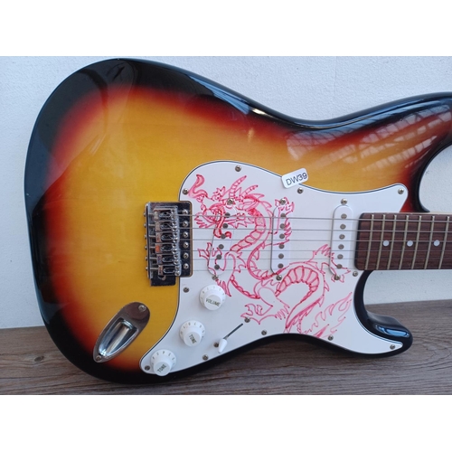 627 - A Crafter Cruiser Sunburst stratocaster style SSS electric guitar