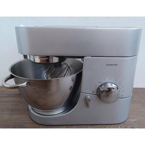 646 - A Kenwood KM010 titanium chef food mixer with bowl and two attachments