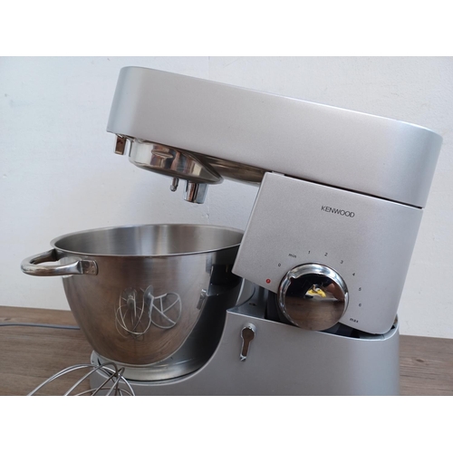 646 - A Kenwood KM010 titanium chef food mixer with bowl and two attachments