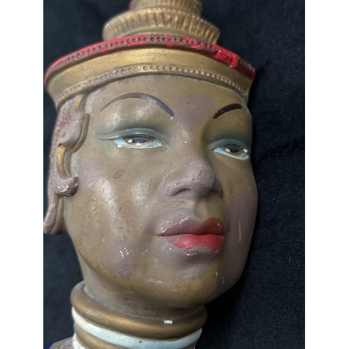 111 - A Bossons Burmese Woman chalkware head wall mask - approx. 15.5cm high