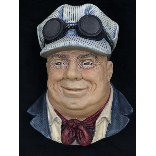 113 - A 1992 Bossons Steam Railway Locomotive Engineer chalkware wall mask with original display plinth - ... 