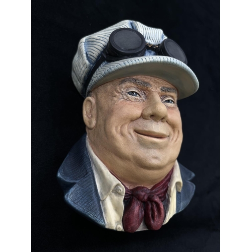 113 - A 1992 Bossons Steam Railway Locomotive Engineer chalkware wall mask with original display plinth - ... 