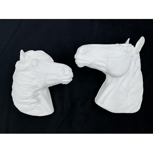 127 - Two Bossons Fraser Art unpainted animal head wall mask plaster patterns comprising Pony and Horse