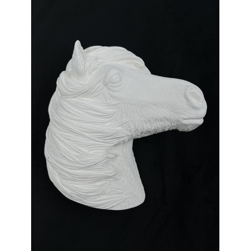 127 - Two Bossons Fraser Art unpainted animal head wall mask plaster patterns comprising Pony and Horse