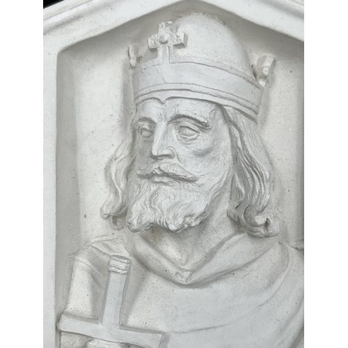 132 - A Bossons Alfred The Great unpainted chalkware wall plaque with certificate of authenticity - approx... 