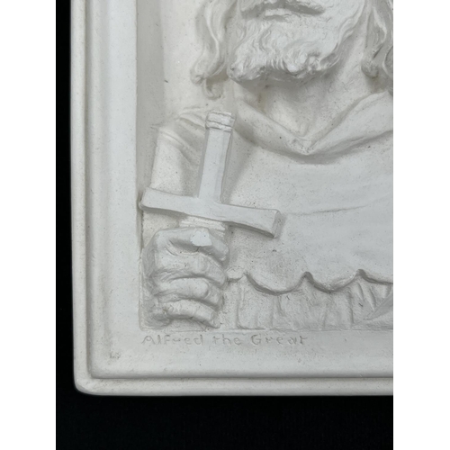 132 - A Bossons Alfred The Great unpainted chalkware wall plaque with certificate of authenticity - approx... 