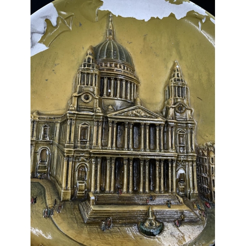 134 - A 1950 Bossons St Paul's Cathedral, London sample circular wall plaque - approx. 25.5cm diameter