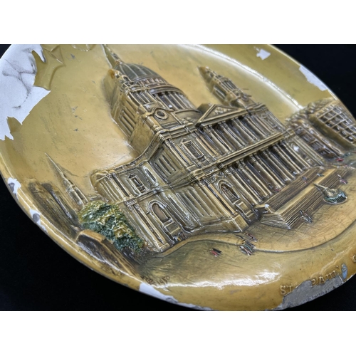 134 - A 1950 Bossons St Paul's Cathedral, London sample circular wall plaque - approx. 25.5cm diameter