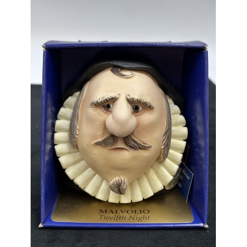 142 - Five Bossons William Shakespeare Collection limited edition chalkware character masks comprising box... 