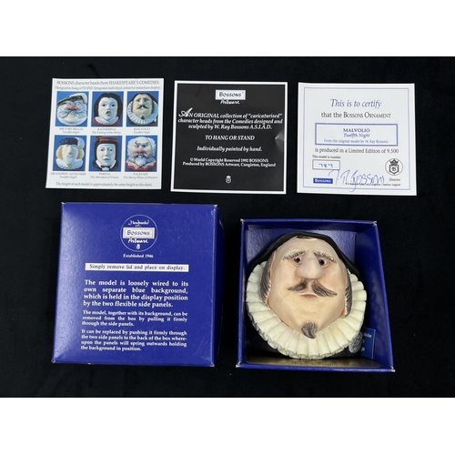 142 - Five Bossons William Shakespeare Collection limited edition chalkware character masks comprising box... 