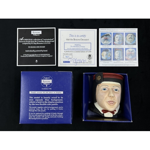 142 - Five Bossons William Shakespeare Collection limited edition chalkware character masks comprising box... 