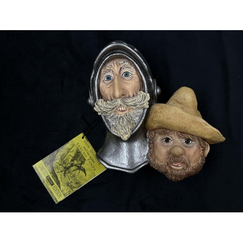 18 - A Bossons Don Quixote and Sancho Panza sample limited edition chalkware head wall mask with original... 