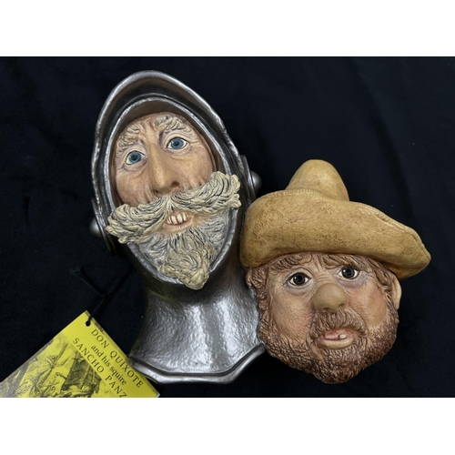 18 - A Bossons Don Quixote and Sancho Panza sample limited edition chalkware head wall mask with original... 