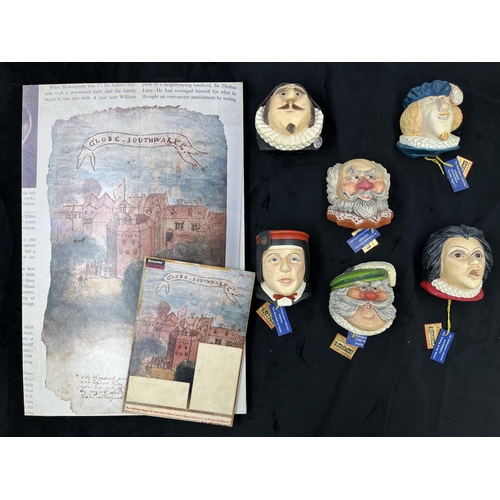 20 - A Bossons complete set of six Shakespearian collection chalkware head wall plaques with original dis... 