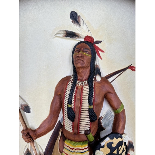 29 - A 1959 Bossons Sioux rectangular chalkware wall plaque - approx. 42cm high x 28cm wide