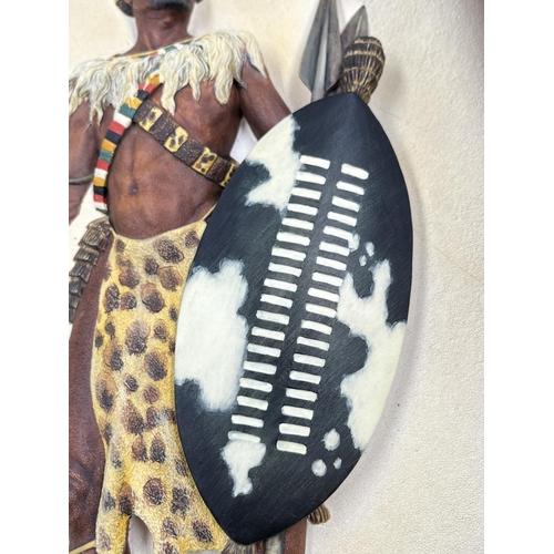 32 - A 1959 Bossons Zulu Chief rectangular chalkware wall plaque - approx. 43cm high x 28cm wide