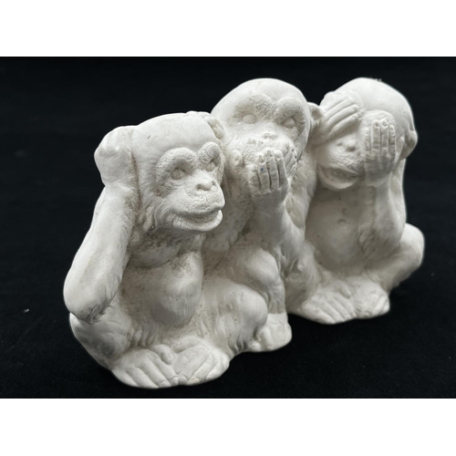 37 - A Bossons Hear No Evil, Speak No Evil, See No Evil Monkeys unpainted chalkware figurine with certifi... 