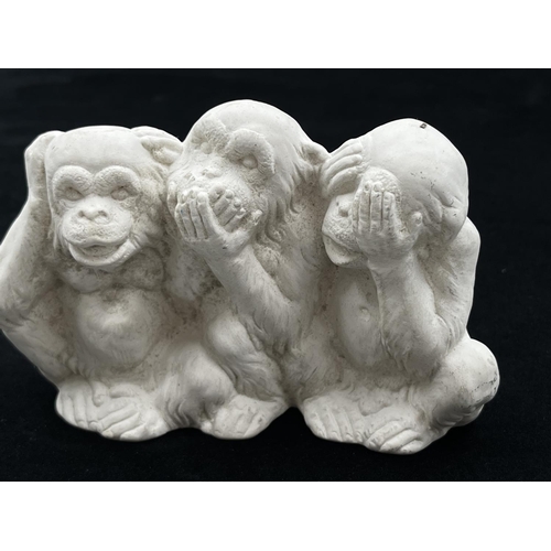 37 - A Bossons Hear No Evil, Speak No Evil, See No Evil Monkeys unpainted chalkware figurine with certifi... 