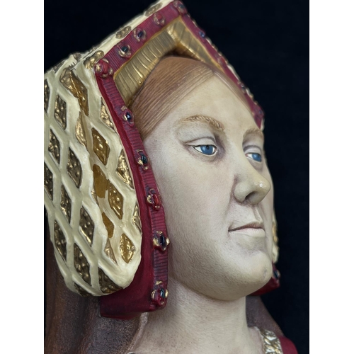 44 - A Bossons Catherine of Aragon detailed painted veil version chalkware head wall mask - approx. 15.5c... 